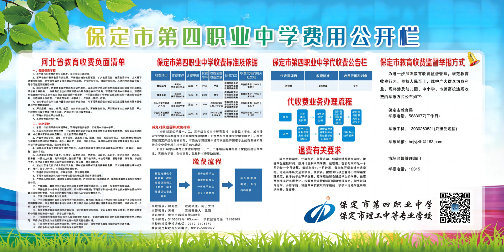 保定市第四職業(yè)中學(xué)費(fèi)用公開欄